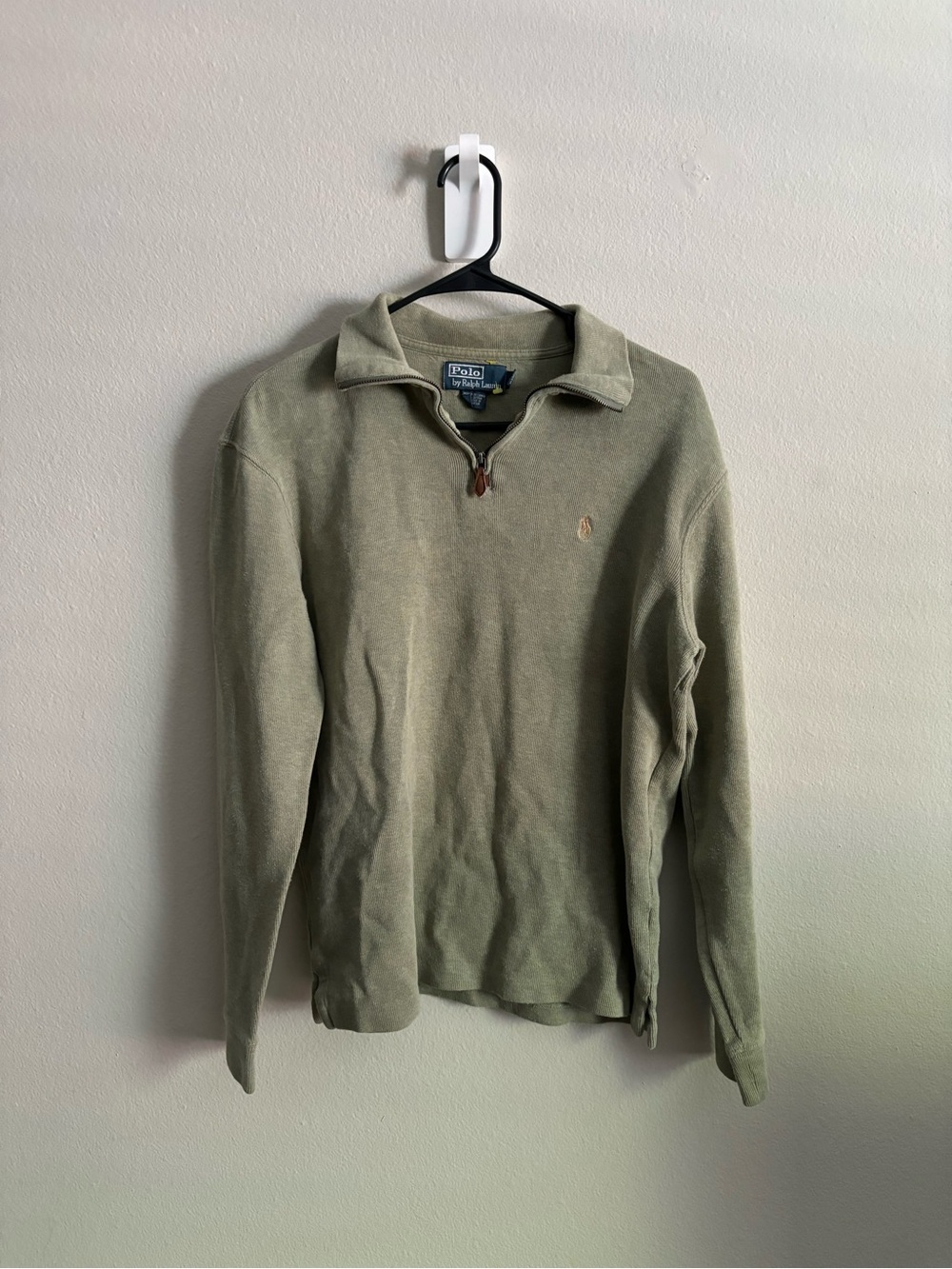 Vintage Polo by Ralph Lauren Olive Green Quarter-Zip Sweater